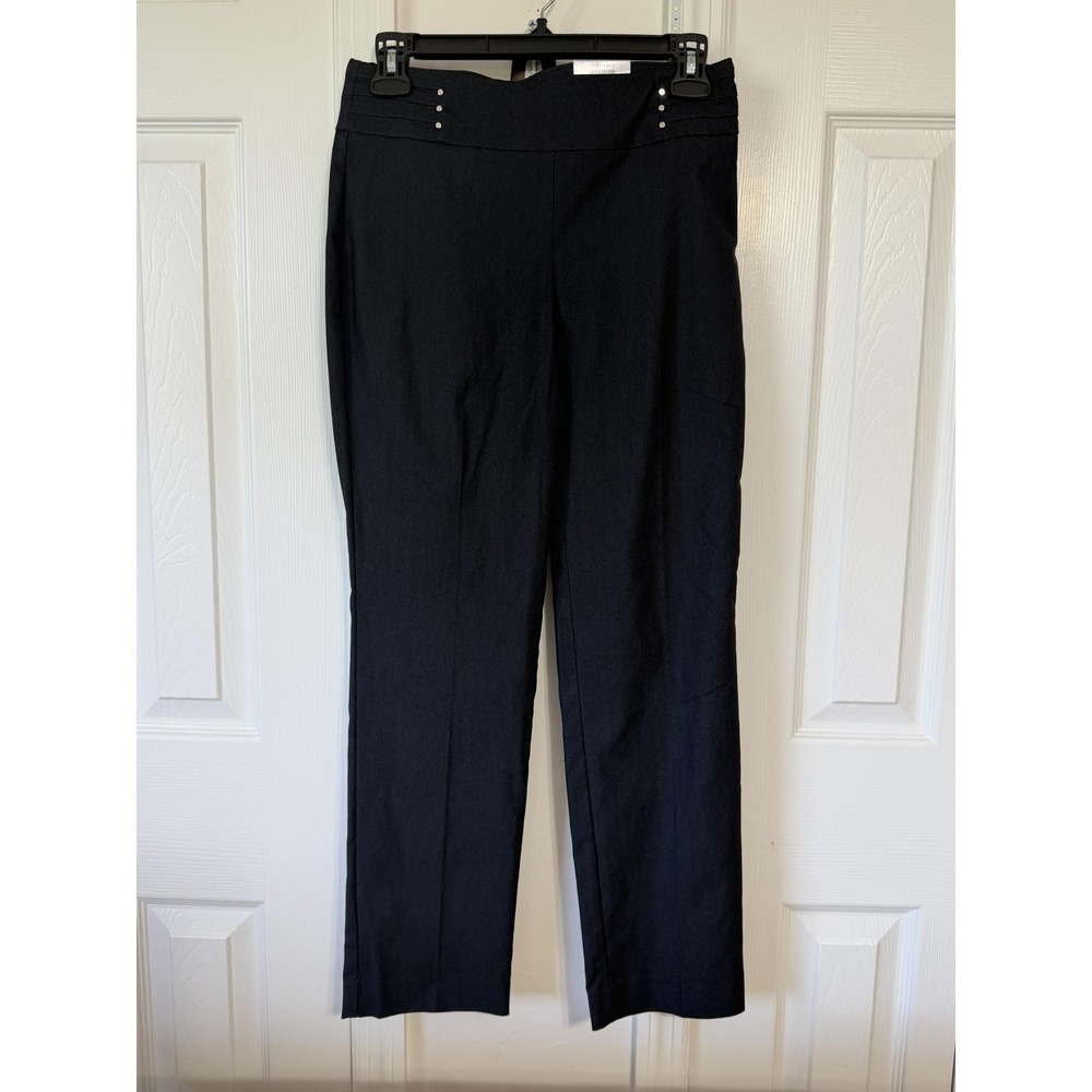 JM Collection Black Slim Leg Pull On Pants Petite Short Tummy Control Studded PS